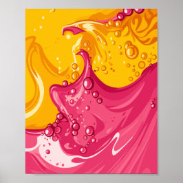 Vibrant Fusion of Pink and Golden Liquid Energy ポスター