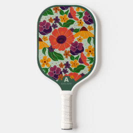 Vibrant Garden Floral Pattern Pickleball Paddle ピックルボールラケット