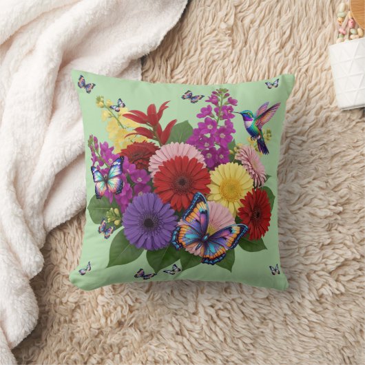  Vibrant Garden pillow クッション (ブランケット)