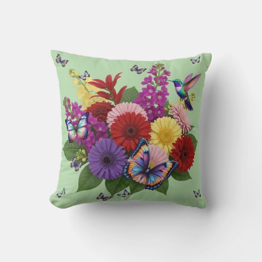  Vibrant Garden pillow クッション (正面)