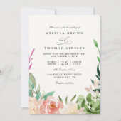 Vibrant Garden Rustic Colorful QR Code Wedding 招待状 (正面)
