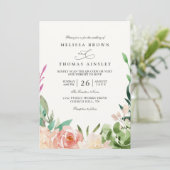 Vibrant Garden Rustic Colorful QR Code Wedding 招待状 (スタンド正面)