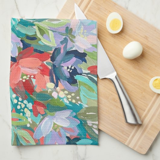 Vibrant Garden Symphony キッチンタオル (四つ折り)