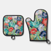 Vibrant Garden Symphony 鍋つかみ&鍋敷きセット (正面)