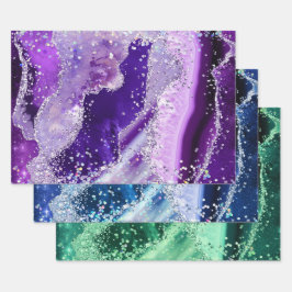 Vibrant Gemstone Marble Agate Patterns ラッピングペーパーシート