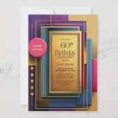 Vibrant Geometric 60th Birthday Party 招待状 (正面)