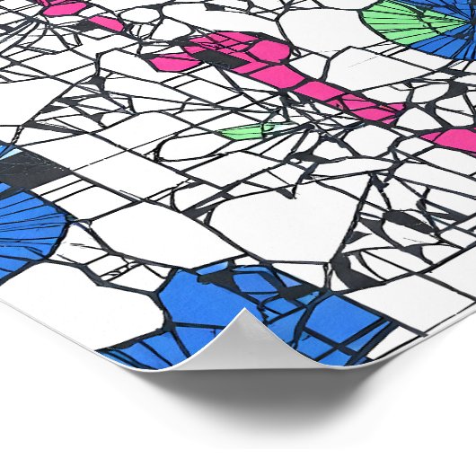 Vibrant Geometric Abstract Seamless Fabric Paper ポスター (角)