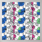 Vibrant Geometric Abstract Seamless Fabric Paper ポスター (正面)