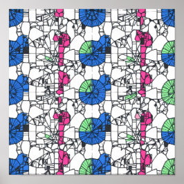 Vibrant Geometric Abstract Seamless Fabric Paper ポスター