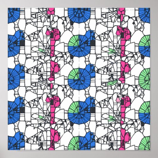 Vibrant Geometric Abstract Seamless Fabric Paper ポスター (正面)