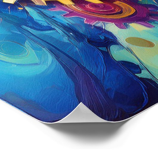 Vibrant Geometric Gears Innovation Abstract ポスター (角)