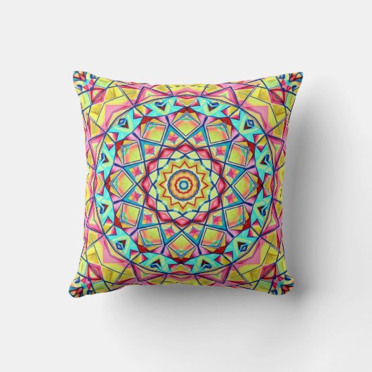 Vibrant Geometric Kaleidoscope Pattern クッション (裏面)