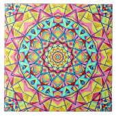Vibrant Geometric Kaleidoscope Pattern タイル (正面)