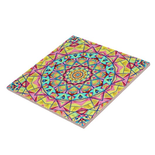 Vibrant Geometric Kaleidoscope Pattern タイル (側面)