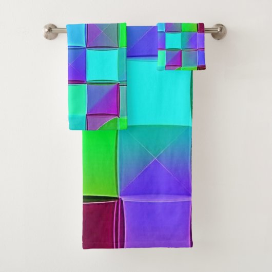 Vibrant Geometric Light Waves バスタオルセット (インサイチュ)