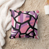 Vibrant Geometric Mosaic in Pink and Purple クッション (ブランケット)