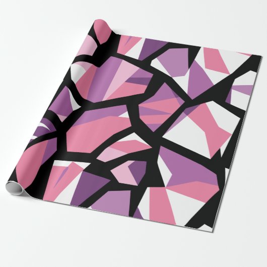 Vibrant Geometric Mosaic in Pink and Purple ラッピングペーパー (アンロールド)
