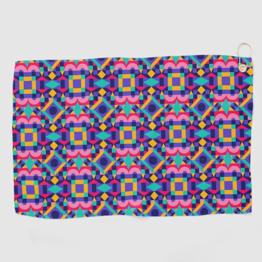 Vibrant geometric pattern featuring pink ゴルフタオル (横)