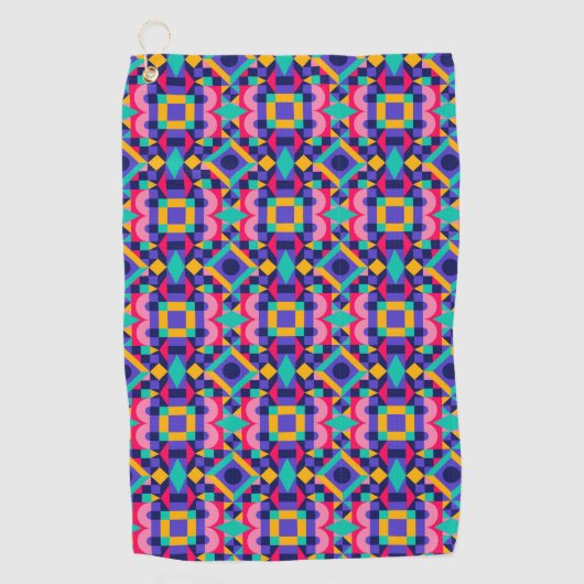 Vibrant geometric pattern featuring pink ゴルフタオル (正面)
