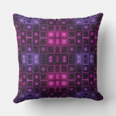 Vibrant Geometric Pattern Neon Purple Pink Cubes クッション (裏面)