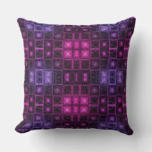 Vibrant Geometric Pattern Neon Purple Pink Cubes クッション (正面)