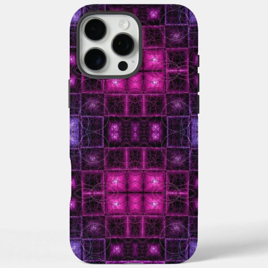 Vibrant Geometric Pattern Neon Purple Pink Cubes Case-Mate iPhoneケース (裏面)