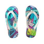 Vibrant Geometric Pattern Summer Flip Flops キッズビーチサンダル (フットベッド)