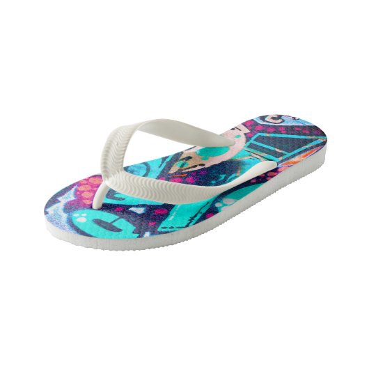 Vibrant Geometric Pattern Summer Flip Flops キッズビーチサンダル (アングル)