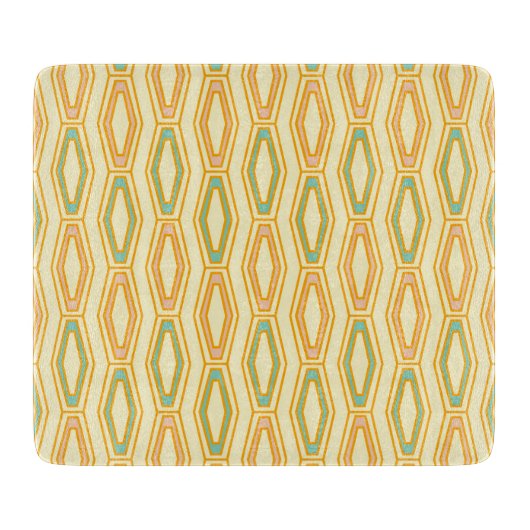 Vibrant geometric pattern with hexagonal shapes  カッティングボード (正面)