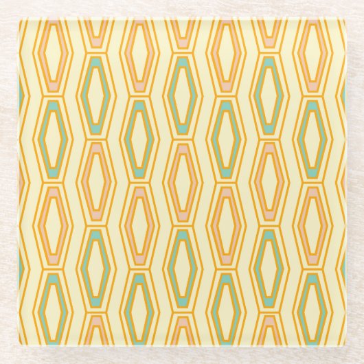 Vibrant geometric pattern with hexagonal shapes  ガラスコースター (正面)