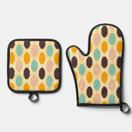 Vibrant geometric pattern with rows of octagonal s 鍋つかみ&鍋敷きセット