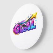 Vibrant GOAL 壁掛け時計 - 時間をかけて成功する ラージ壁時計 (傾斜)