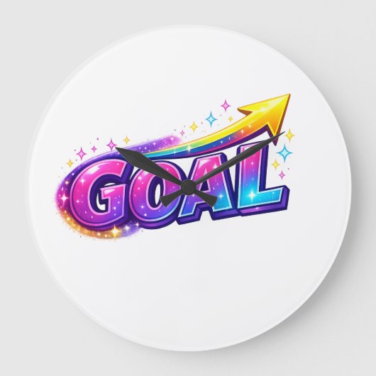 Vibrant GOAL 壁掛け時計 - 時間をかけて成功する ラージ壁時計 (正面)
