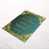 Vibrant Gold Floral Wedding Save The Date Card 箔招待状 (回転した状態)