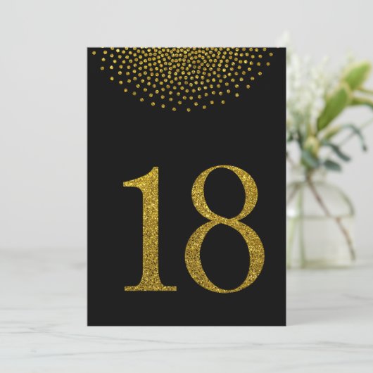 Vibrant Gold Glitter Wedding Party Table Numbers 招待状 (スタンド正面)