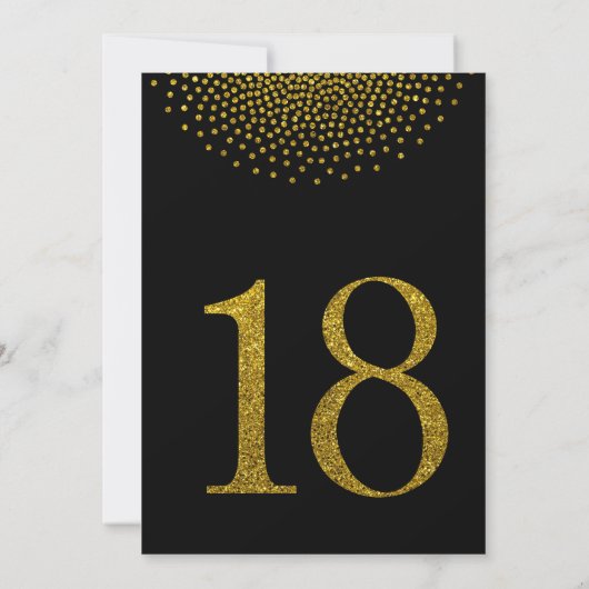 Vibrant Gold Glitter Wedding Party Table Numbers 招待状 (裏面)
