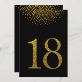 Vibrant Gold Glitter Wedding Party Table Numbers 招待状 (正面/裏面)