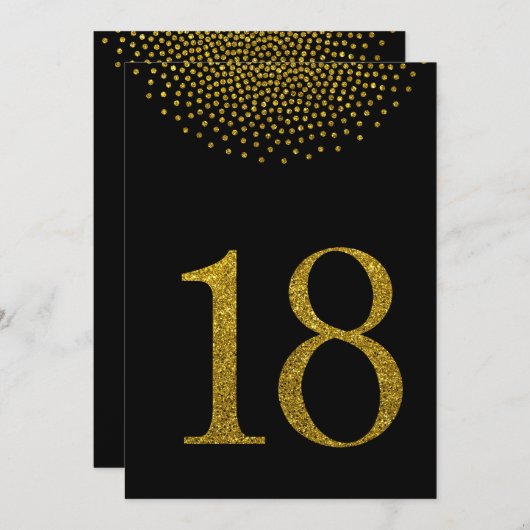 Vibrant Gold Glitter Wedding Party Table Numbers 招待状 (正面/裏面)