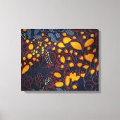 Vibrant Golden Floral Batik Pattern on Deep Navy B キャンバスプリント (正面)