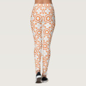 Vibrant Golden Orange Geometric Floral Leggings レギンス (裏面)