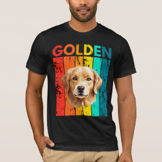 Vibrant Golden Retriever Retro Design Tシャツ
