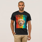 Vibrant Golden Retriever Retro Design Tシャツ (正面フル)