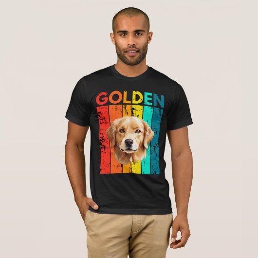 Vibrant Golden Retriever Retro Design Tシャツ (正面フル)