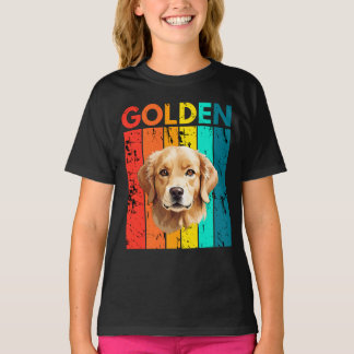 Vibrant Golden Retriever Retro Design Tシャツ