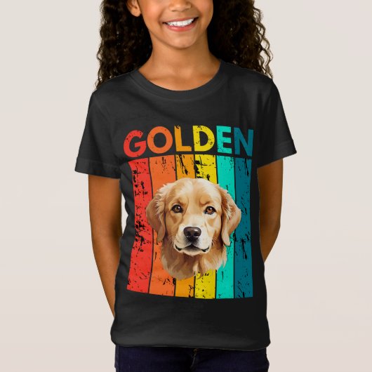 Vibrant Golden Retriever Retro Design Tシャツ (正面)