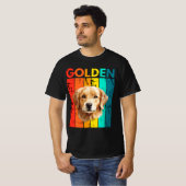 Vibrant Golden Retriever Retro Design Tシャツ (正面フル)