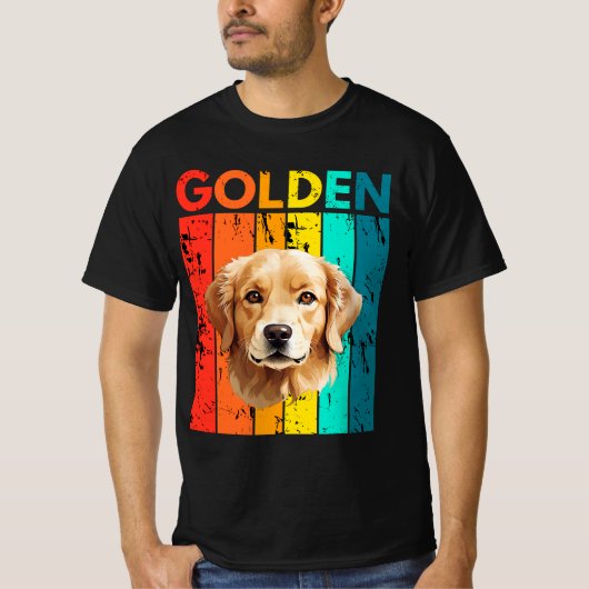 Vibrant Golden Retriever Retro Design Tシャツ (正面)
