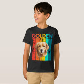 Vibrant Golden Retriever Retro Design Tシャツ (正面フル)