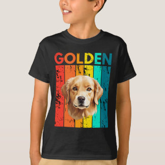 Vibrant Golden Retriever Retro Design Tシャツ