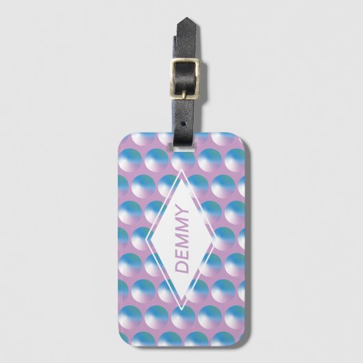 Vibrant gradient circles Geometric Modern Blue. ラゲッジタグ (正面縦)